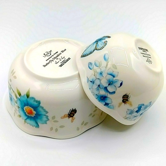 🌏HP! 2 Lenox Butterfly Meadows Bowls. One is Ice Cream size & 1 Fruit Bowl - Picture 7 of 11